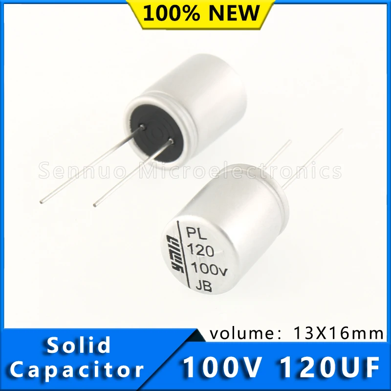 2pcs new 100v 120uf capacitor 13x16mm 120 uf 100 v Solid Electrolytic Capacitor High allowable ripple current and low ESR