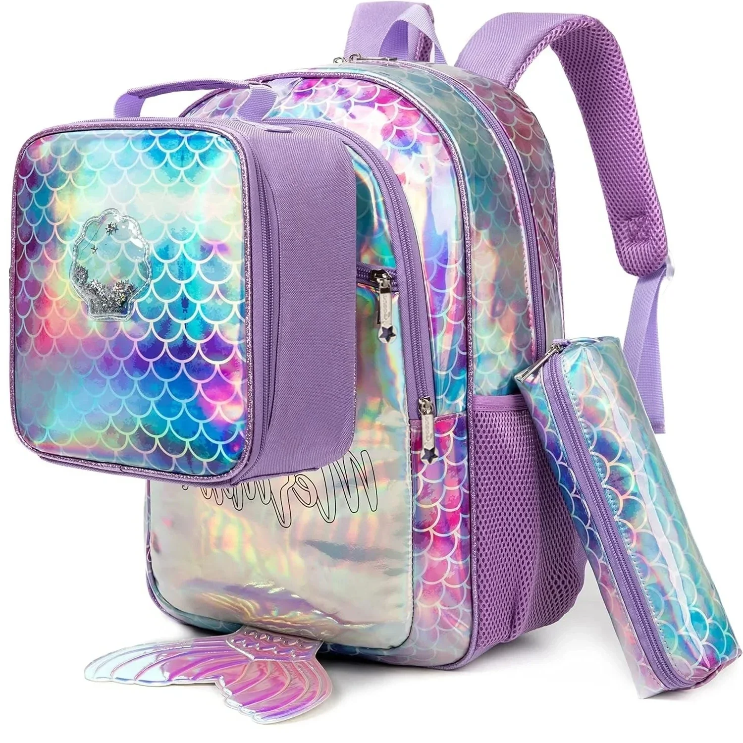 School Backpack for Kids Cute Backpacks for School Primary Students Mermaid School Bags with Lunch Box Boy Book Bags