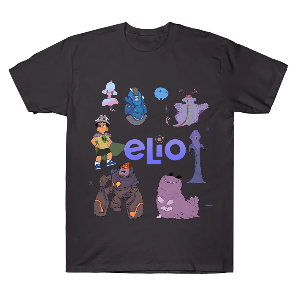 Camiseta de personajes de Pixar Elio de Disney, camisetas con estampado de Anime de aventura, Top de algodón para hombres y mujeres, pantalón corto informal de manga, camisa transpirable de verano