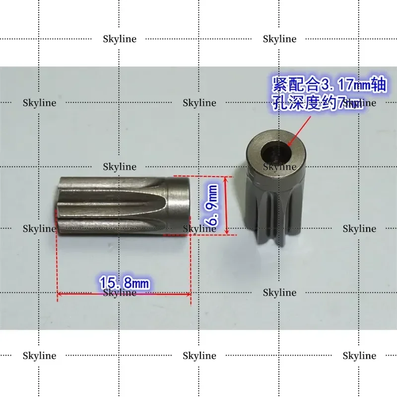 Steel Gear Electric Impact Screwdriver 7 Tooth Motor Gear Adapt For 550 Motor Shaft Diameter 3.17mm