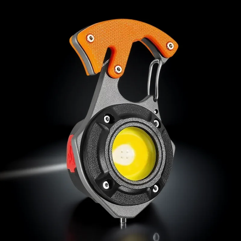 Multifunktionale wiederaufladbare LED-Licht-Schlüsselanhänger-Mini-Taschenlampe für Outdoor, Camping, Wandern, Angeln, Grillen