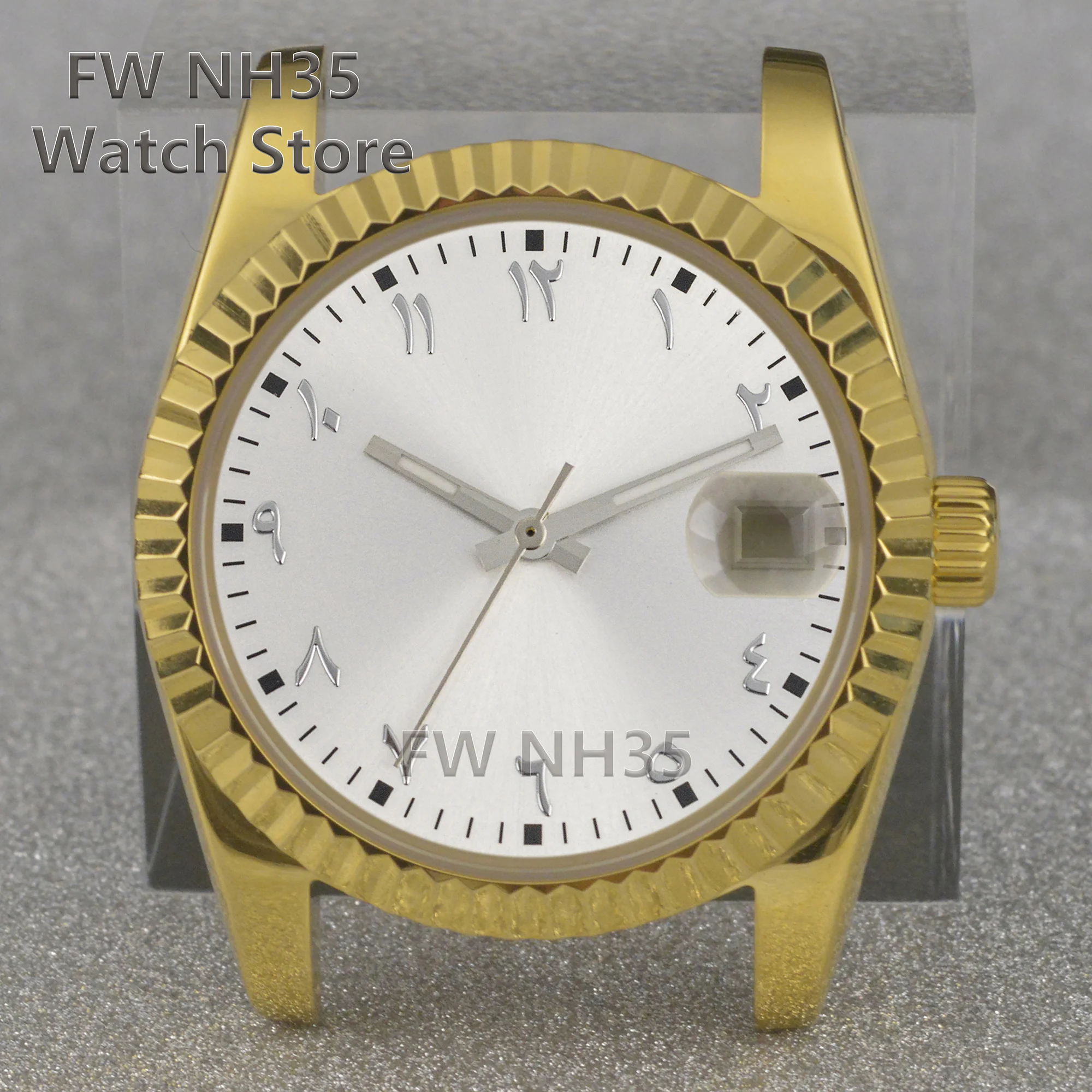 NH35 Stainless Steel 10ATM Watch Case Arabic Numerals Dial Luminous Hands Sapphire Glass for Mod Datejust Fit NH35/NH36 Movement