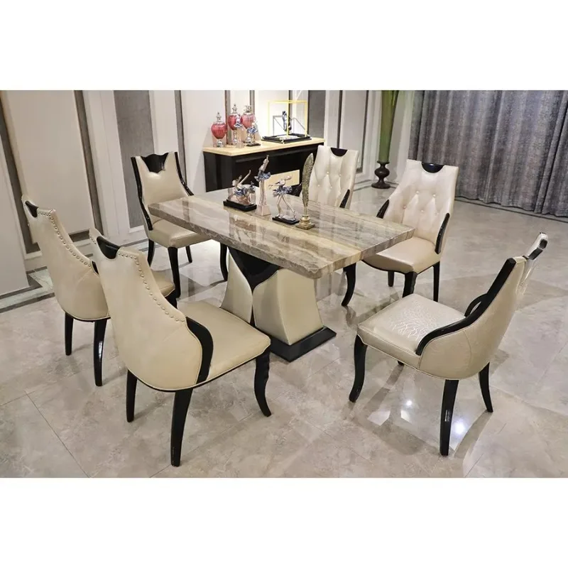 

Restaurant dining table and chair set 6-seat dining table set