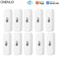 Tuya-Sensor de temperatura y humedad WiFi, Monitor remoto Smart Life para trabajo doméstico inteligente con asistente de Google Alexa