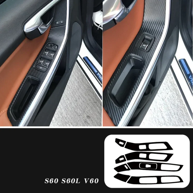 For Volvo S60 V60 XC60 Carbon Fiber Protective Film Car Interior Sticker Central Control Gear Door Handle Air Navigation Panel