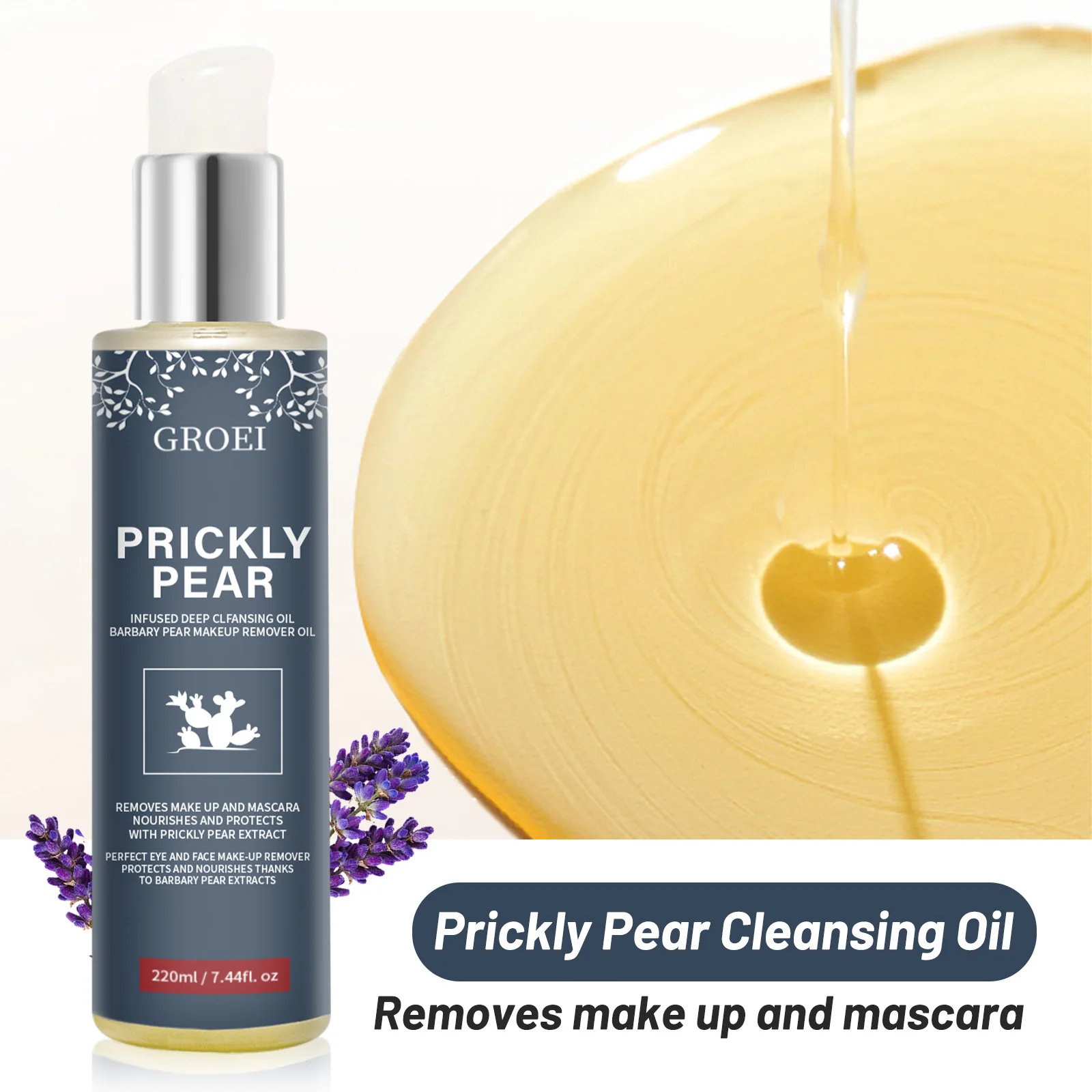GROEI Cleansing Oil 220ml 3-in-1 Makeup Remover & Hydrating Treatment | For Eyes & Face | Vegan Formula