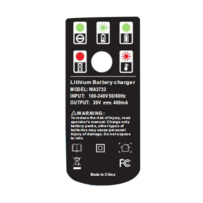 

Qualified- WA3732 Charger WA3742 20V Battery Charger for Worx 20V Lithium Battery WA3578 WA3525 WA3520 WA3575(EU Plug)
