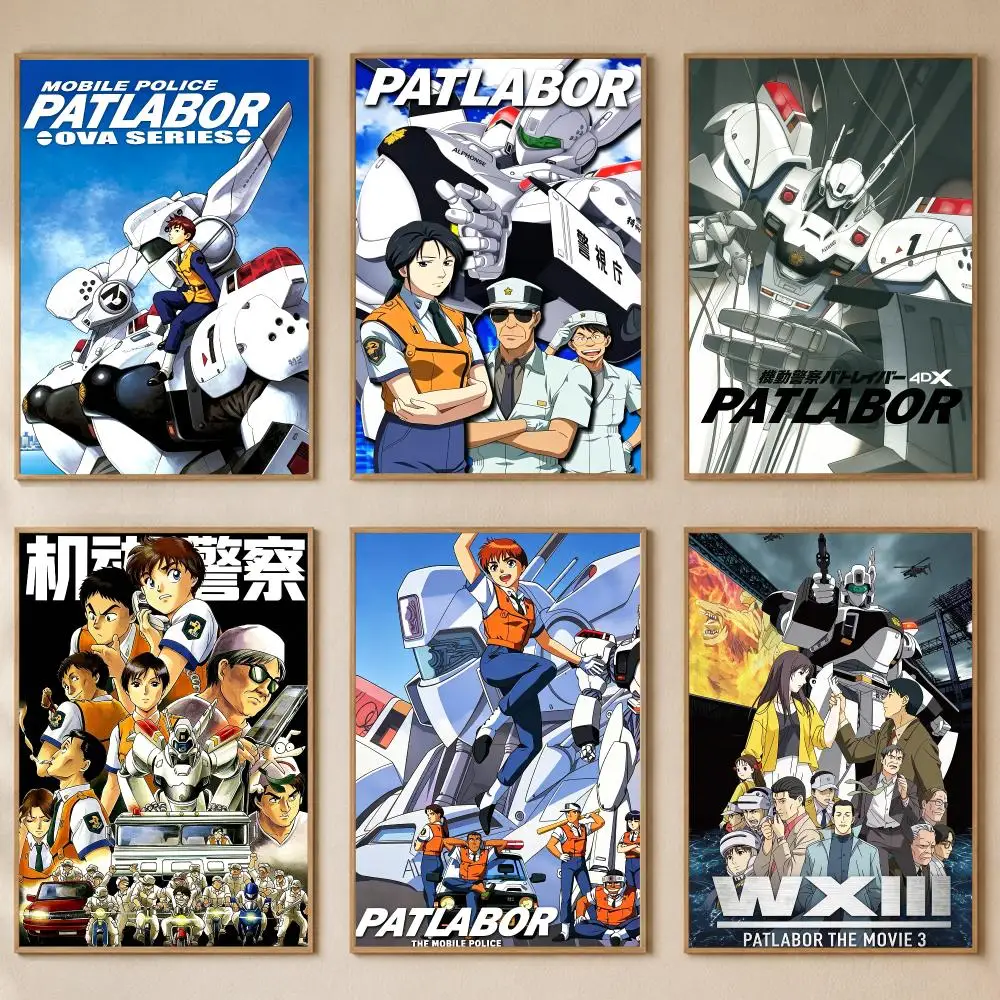 Anime Patlabor Mecha Police Classic Poster PP Self-Adhesive Bedroom Gaming Cafe/Bar Vintage Aesthetic Decor Ideal Gift