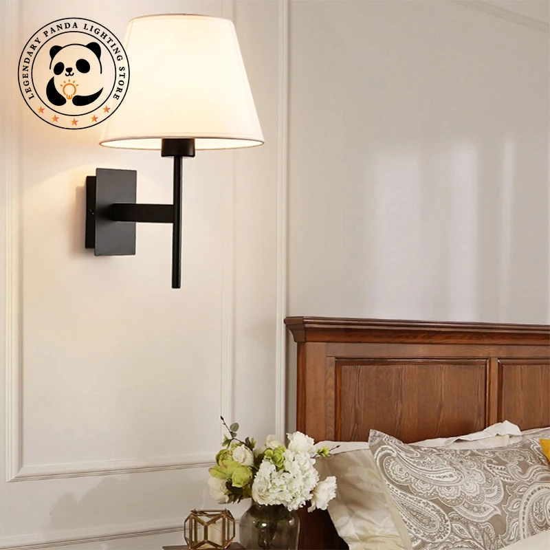 

Nordic Retro Classic Wall Lamps LED Fabric Bedside Sconces Indoor Bedroom Living Room Sofa Corridor Stairs Decor Light Fixtures