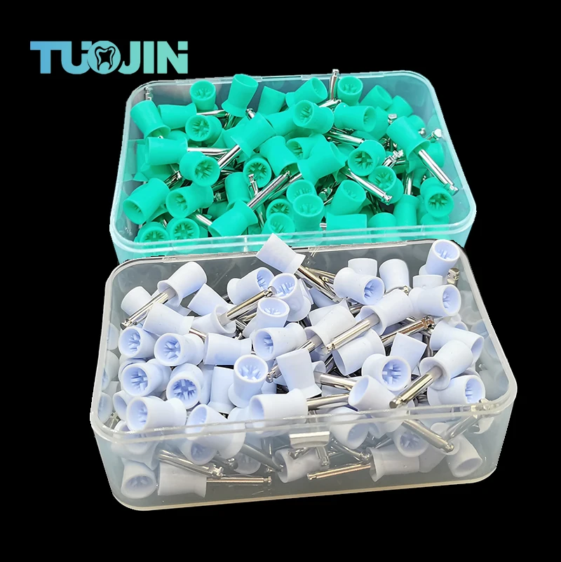 

100pcs / box Dental Polishing Cup Latch Type Rubber Tooth Polish Polishing Brush Prophy Cup for Low Speed Handpiece Oral hygiene