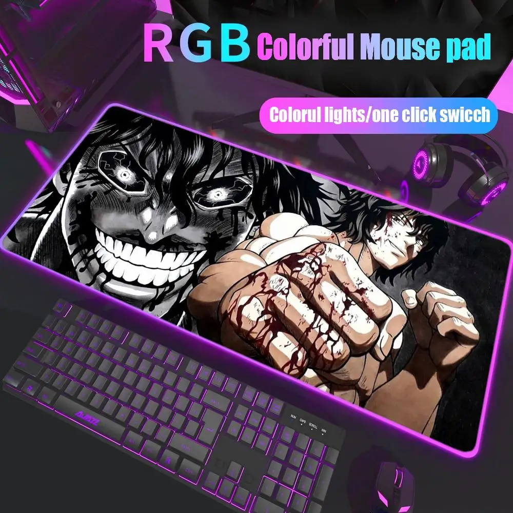 

Kengan Ashura Mouse Pad Gamer Rgb Desk Mat Back Light Led Mousepad Setup Gaming Accessories Deskmat Big Mousepad Backlight