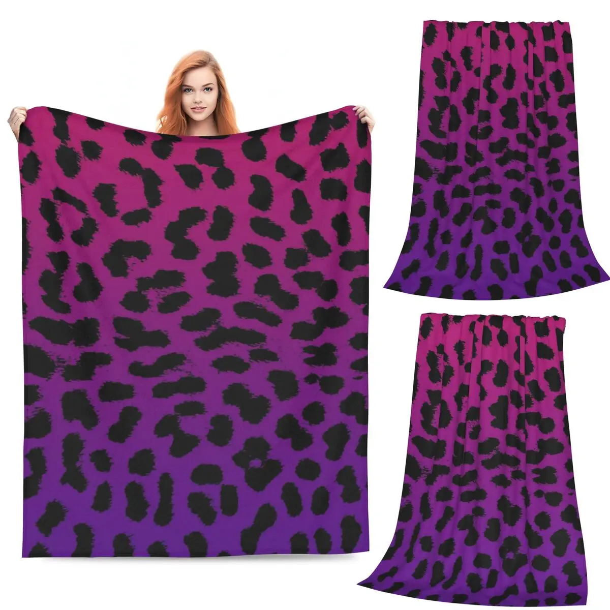 

Фиолетовый леопардовый узор с розовым гепардом, флисовое одеяло для дивана, одеяла для дома, спальни, уличные пледы, покрывало, одеяло