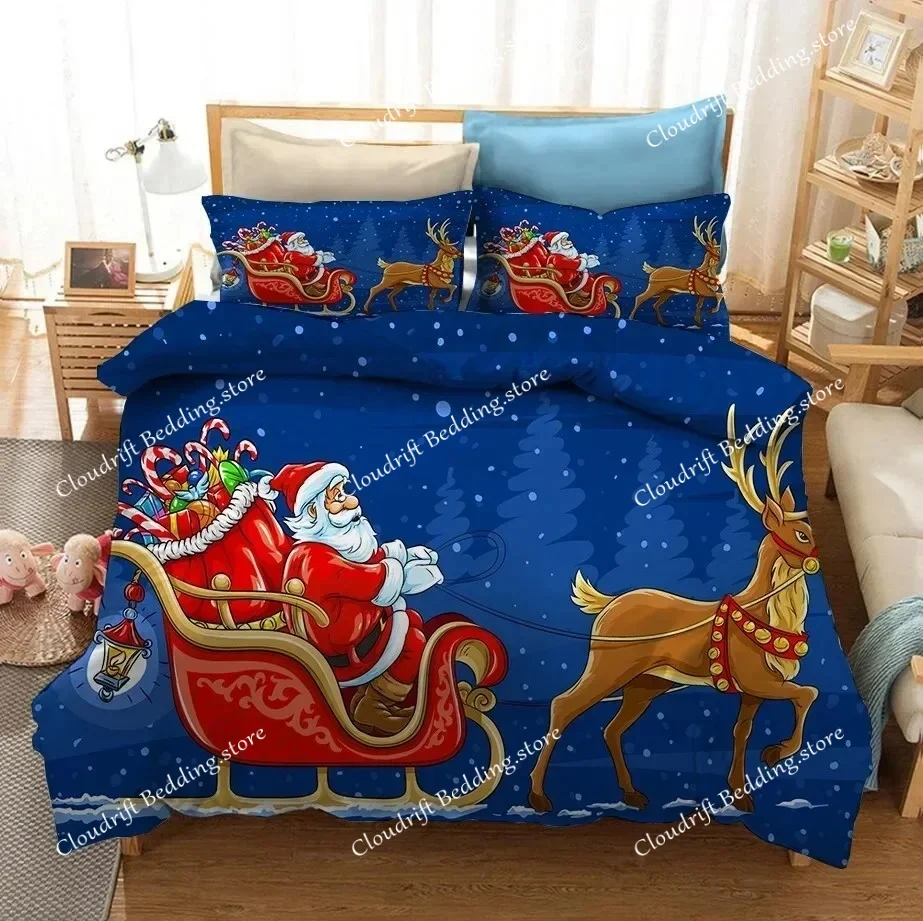 

New Merry Christmas Gift 3D Christmas Santa Bedding Set Queen Twin Single Size Duvet Cover Set Pillowcase Home Textile Luxury