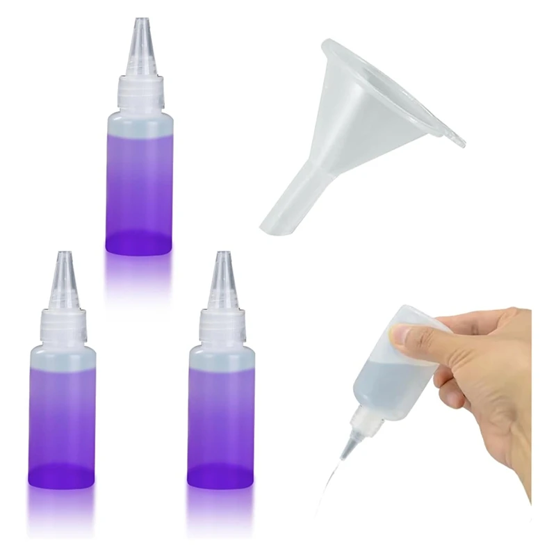 AB15-Applicator Bottle 1Oz/30Ml Needle Tip Squeeze Bottle Precision Applicator Bottle With Funnel For Project DIY