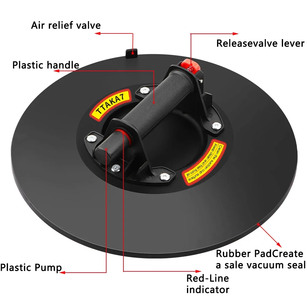 

Heavy Duty Vacuum Suction Cup 250kg Loading Capacity 14 Inch Cup Vacuum Spreader for Tile Adsorption Glass Granite Lifting