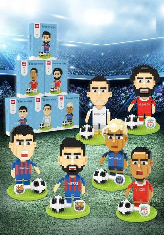 Micro partícula mini bloco de construção decoração 3d jogador de futebol puzzle montagem blocos de construção modelo meninos brinquedo