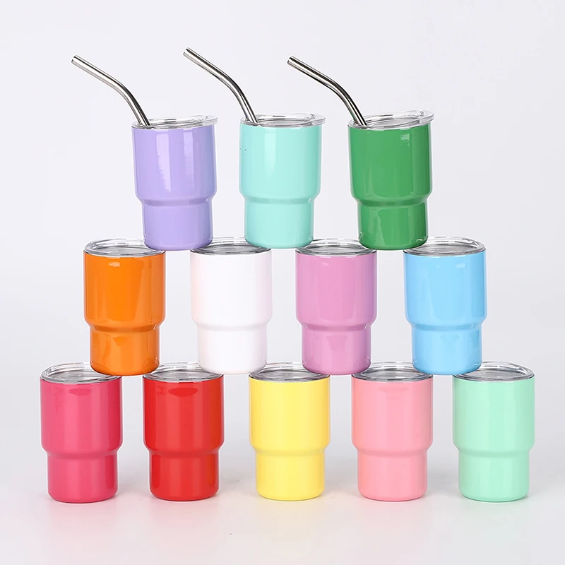 5Oz Stainless Steel Beer Mug Thermal Cup With Straw Mini Tumbler For Cocktails Juices Wine Glasses Whiskey Cup