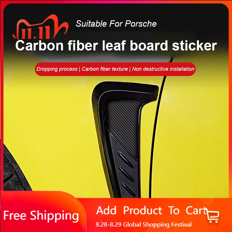 

Interior Stickers For Porsche Universal Leaf Board Fake Air Outlet Decoration Simulation Car Sticker Side Label Modification