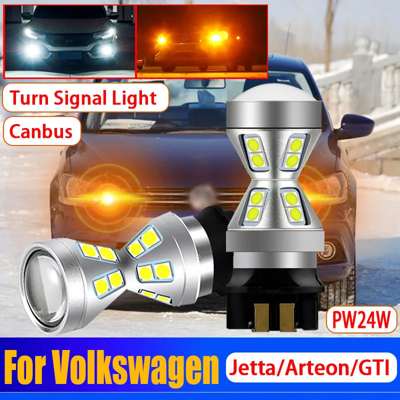 2x Car Pw24w Canbus Error Free Led Front Indicator PWY24W Turn Signal Lights Replacement Lamp For Arteon Jetta GTI Golf Alltrack