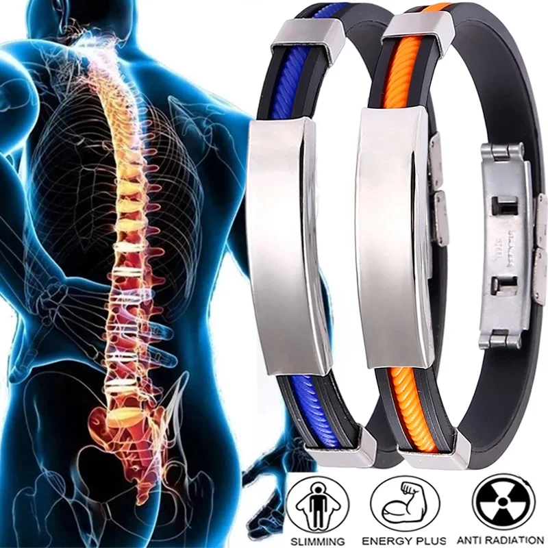 Men Energy Bracelet for Women Titanium Steel Detox Lymphunclog Wristband Silicone Bangle Weight Loss Bracelet Health Care Jewely