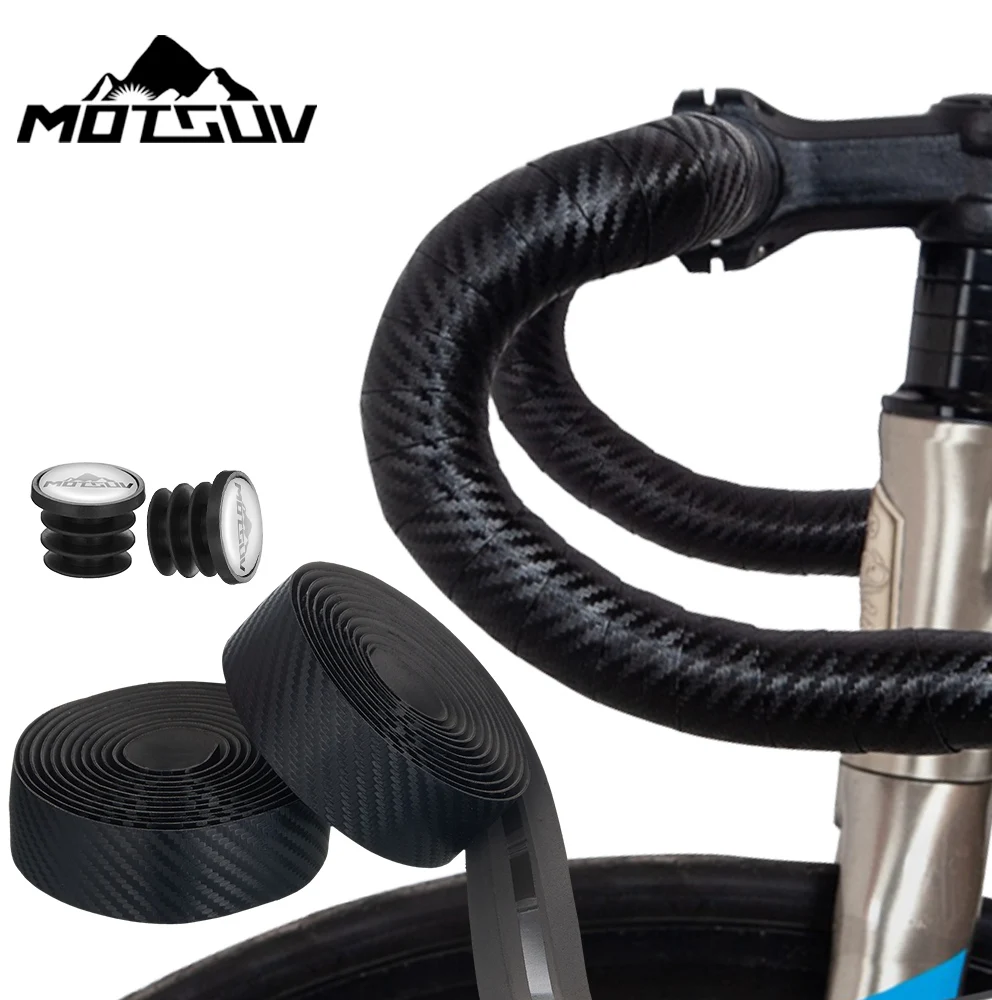 MOTSUV Road Bike Handlebar Tape Carbon Fiber Pattern Speed Bicycle Winding Handle Bandage Elastic EVA Soft Cycling Annexes