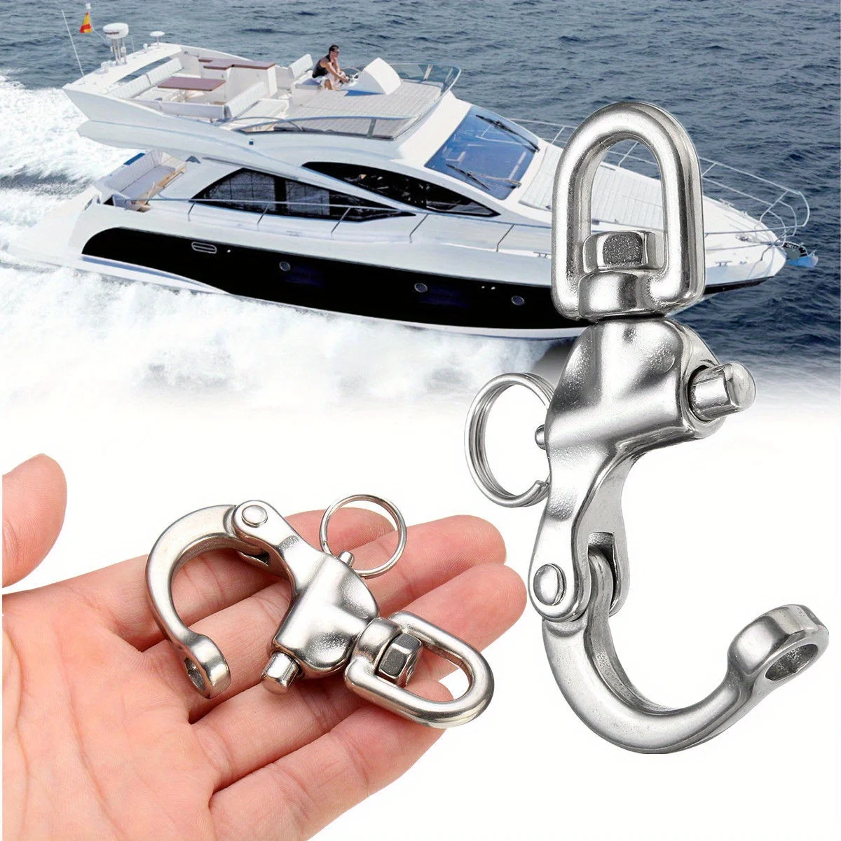 316 Stainless Steel Swivel Shackle, Quick Release Anchor Chain Eye Bolt, Heavy Duty Snap Hook for Marine & Architectural