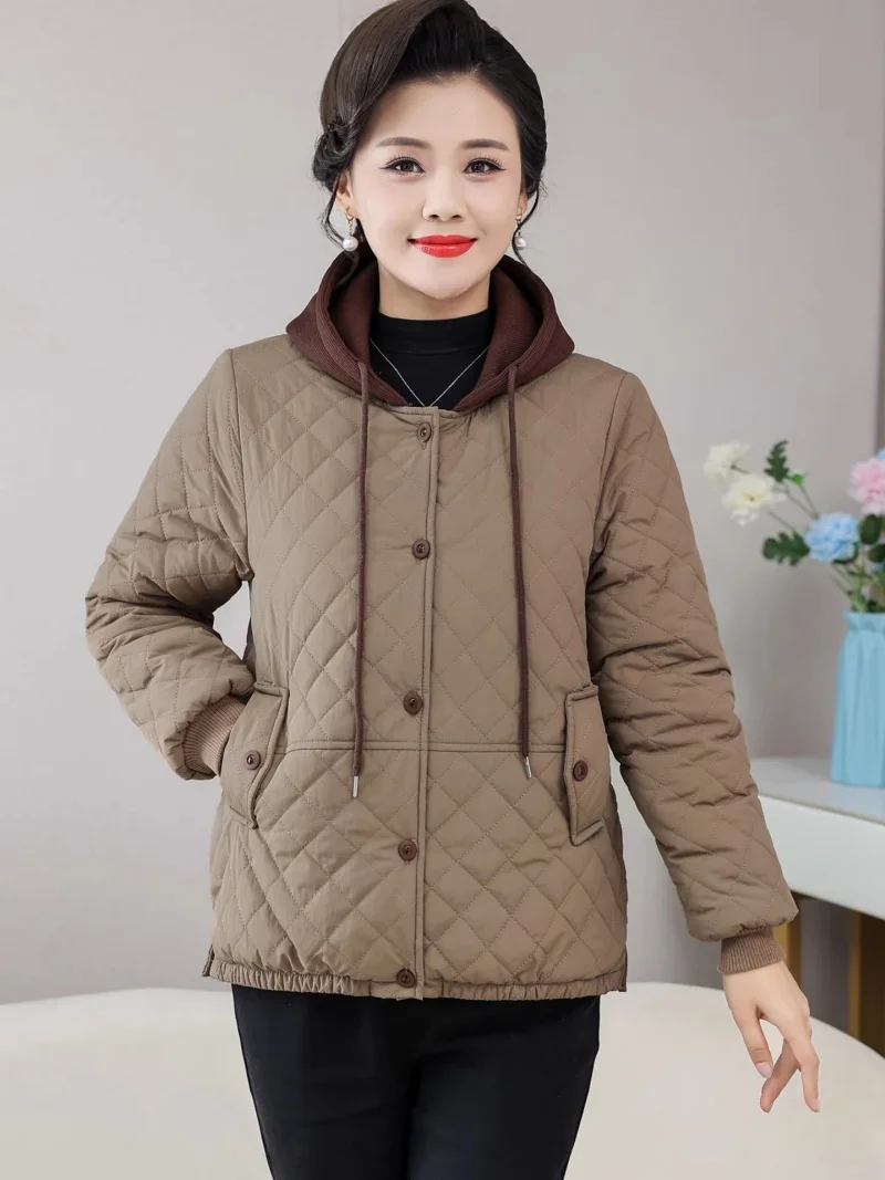 

Women's Winter Fleece Jacket, Thick Hooded Warm Coat for Elderly Mothers, Loose Casual Outdoor Wear (w2244)
