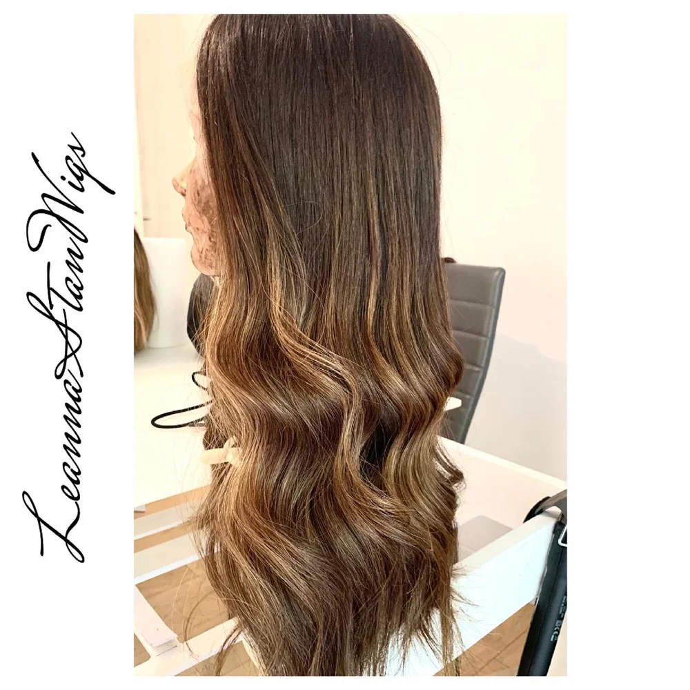 Brunette Long Wavy Lace Front Wig Middle Part Synthetic Heat Resistant Fiber Wig for Women Daily Party Wig Dark Chocolate Brown