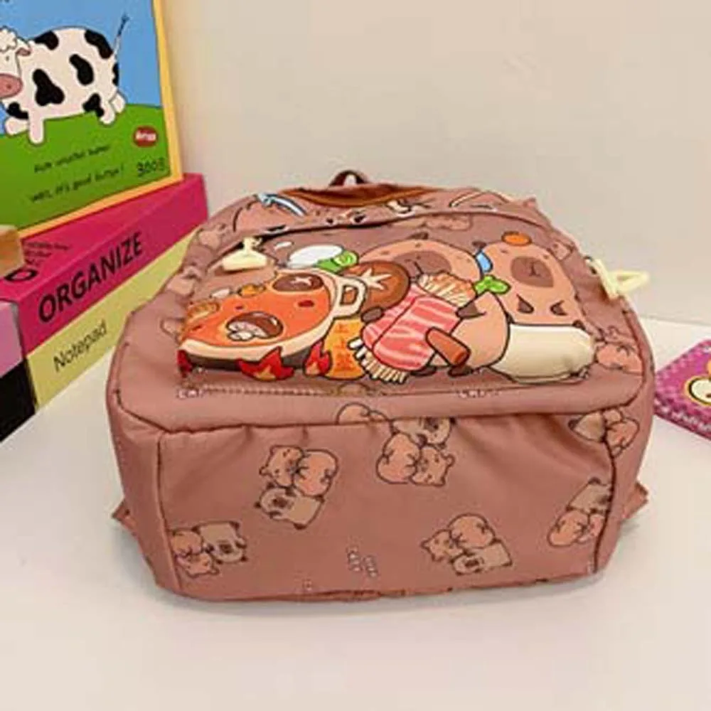 

Thickened Capybara Backpack Nylon Wide Straps Cartoon Animal Daypack Foldable Lightweight Large Capacity School Bag Students