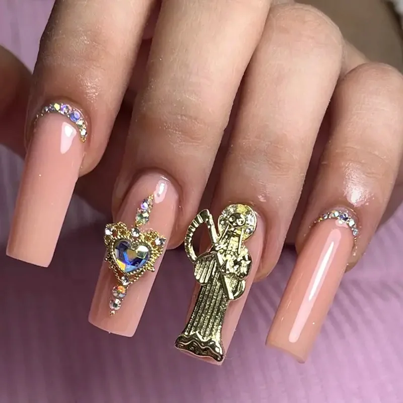 10PCS 3D Gold Metal Nail Art Virgin Mary Charms Death Accessories Parts For Nails Decoration Design Supplies Manicure Decor Tool