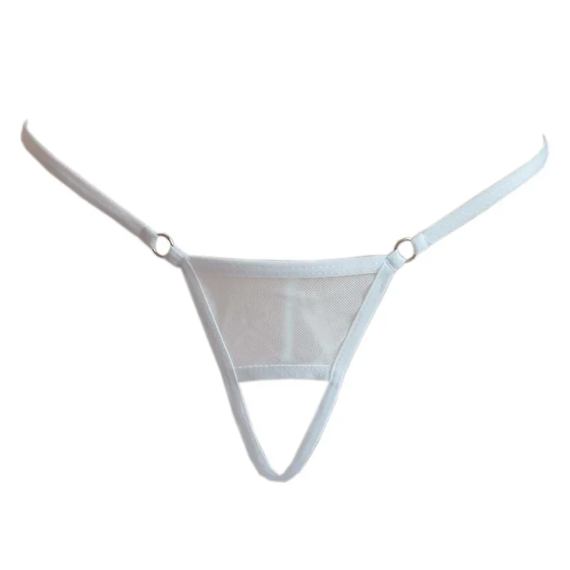 Men's Fashion Sexy Underwear Thong Elastic Low Rise Sexy Crotchless Mesh Transparent Hollow Underwear Thong G-String