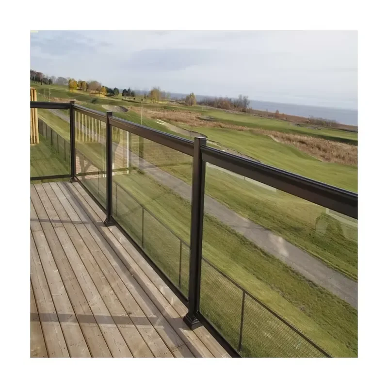 Modern Aluminum Glass Balcony Railing System Custom Rear Deck Fence Panel Outdoor Safety Barrier for Villa Terrace Staircase