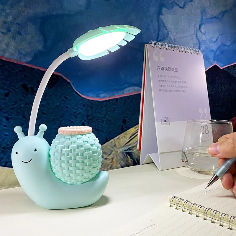 Cartoon LED Snail Desk Lamp Children Bedroom Night Light Reading Study Birthday Christmas Gift Home Decorations Eye Protection