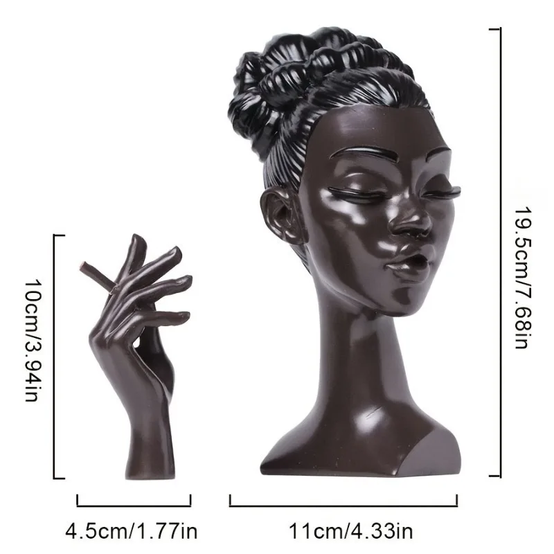 1PC Headscents Head Incense Burner - Black Woman Resin Censer, Incense Stick Holder for Living Room Headscents Sculpture