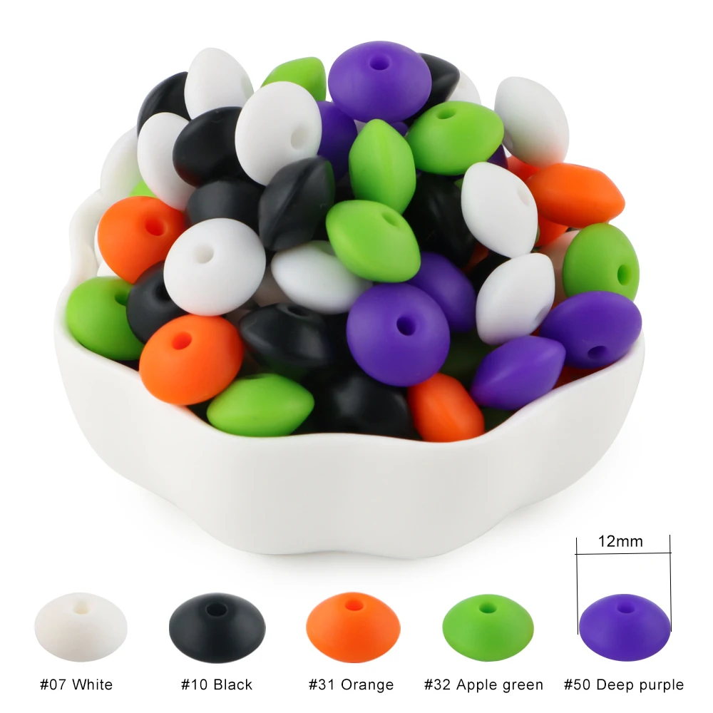 Halloween Silicone Focal Beads Round Beads Silicone Lentil Beads Set Use For Beadable Pen Keychain DIY Handmade Accessories