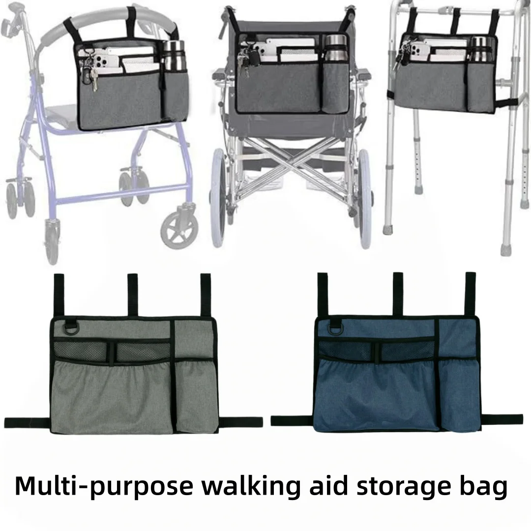 Multi-purpose Hanging Storage Bag Outdoor Trolley Wheelchair Storage Hanging Bag Rehabilitation Oxford Cloth Walker Hanging Bag