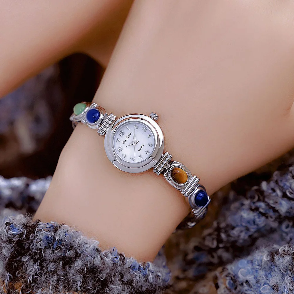 Vintage Women's Watches Fashion Naturally Jade Jewelry Bracelets High Quality Gold Wristwatch Retro Quartz Ladies Dress Watches