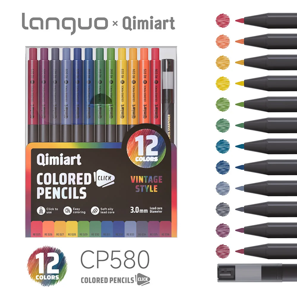 Languo 12/96 Farben Klick-Buntstifte 3,0mm Ölbasierte Weichkernstifte zum Zeichnen, Skizzieren, Malen für Malbücher und Kunstbedarf – Detail 25