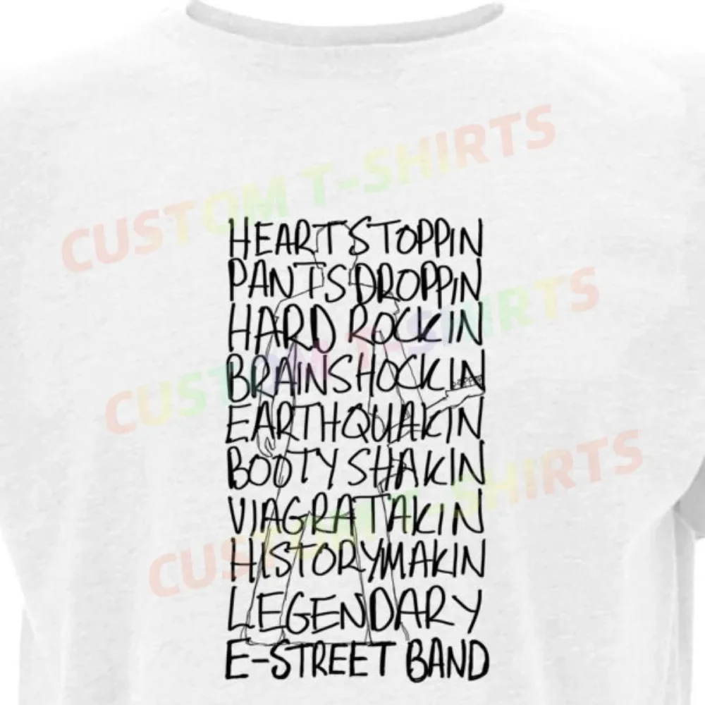 

195 40_Bruce_Springsteen_and_the_E_Street_Band Fans' comic-style hand-drawn pattern T-shirts for both men and women in summer