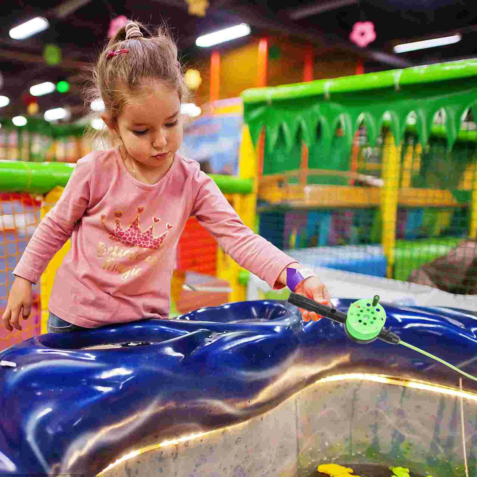 Caña de pescar para niños, juego completo de juguete de puesto de calle de camarones de invierno de hielo (con línea), práctica caña de pescar de viaje