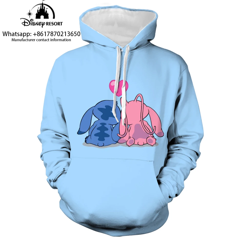 Stitch Anime Fashion Men Spring 2024 New 3D Printed Kids Hoodies Women\'s Tops Street Style Casual Hoodies y2k