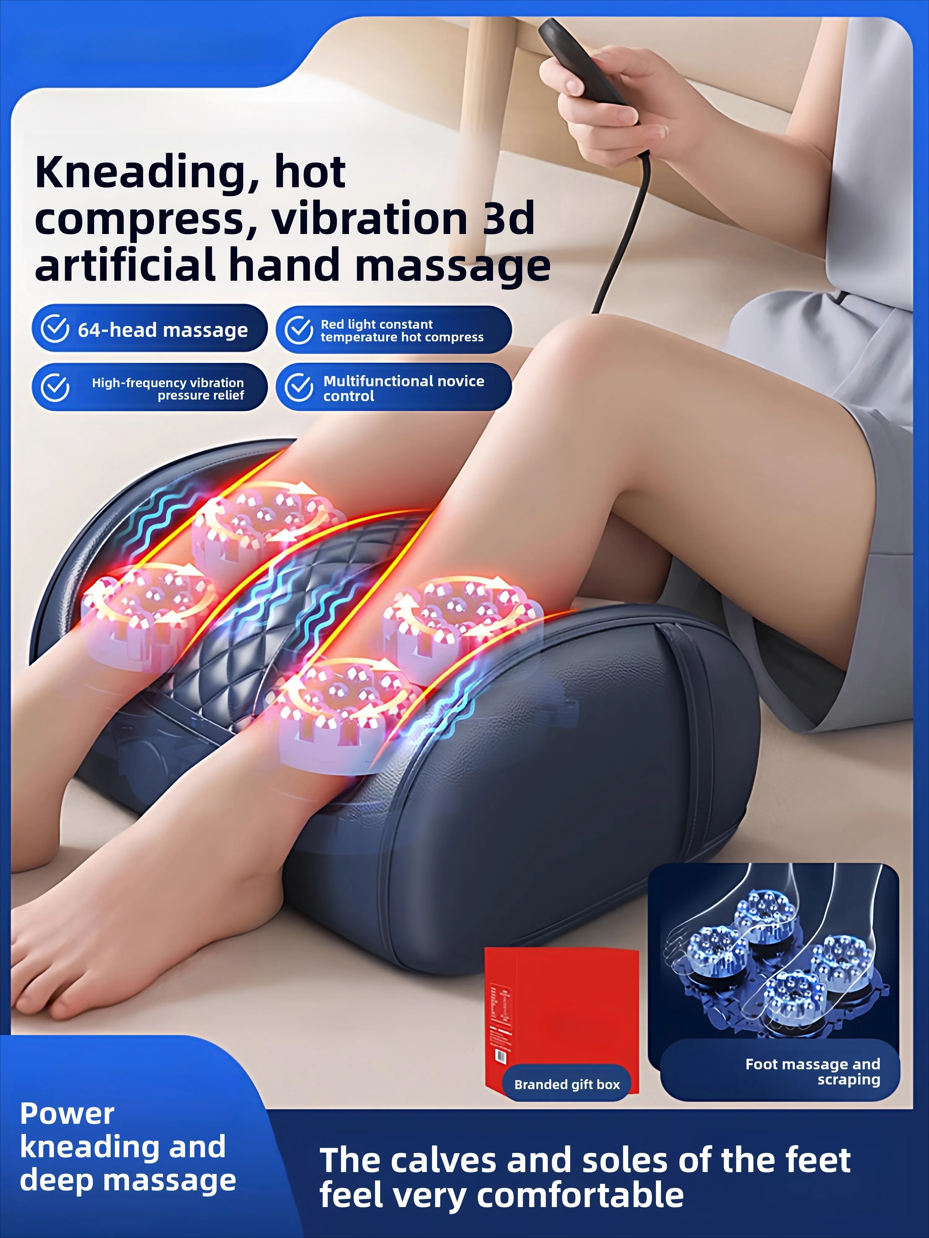 

Shiatsu Foot Massager Machine with Heat Calf Massager with 4sets Massage Roller Deep Tissue Massager Gifts for Women & Men