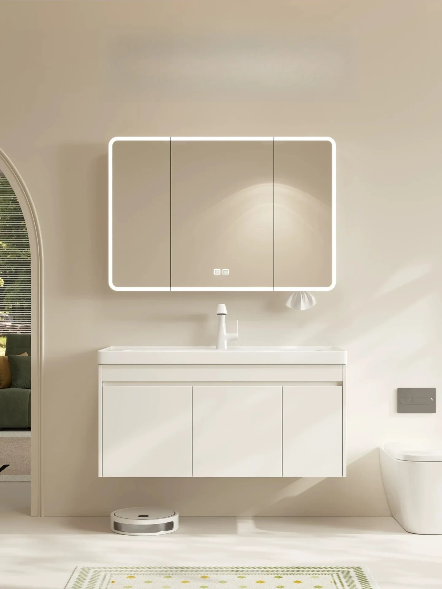 cx all-aluminum bathroom cabinet combination ceramic integrated basin cabinet with pull basket to deepen the wash basin