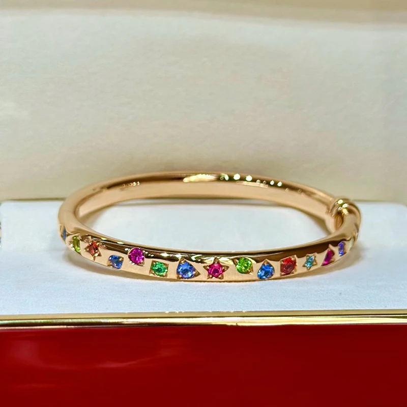 Fashion Pure 925 Silver Bracelet 17CM Friendship Colorful Diamond Party Jewelry Accessory Tennis Bracelet Shinny Crystal Jewelry