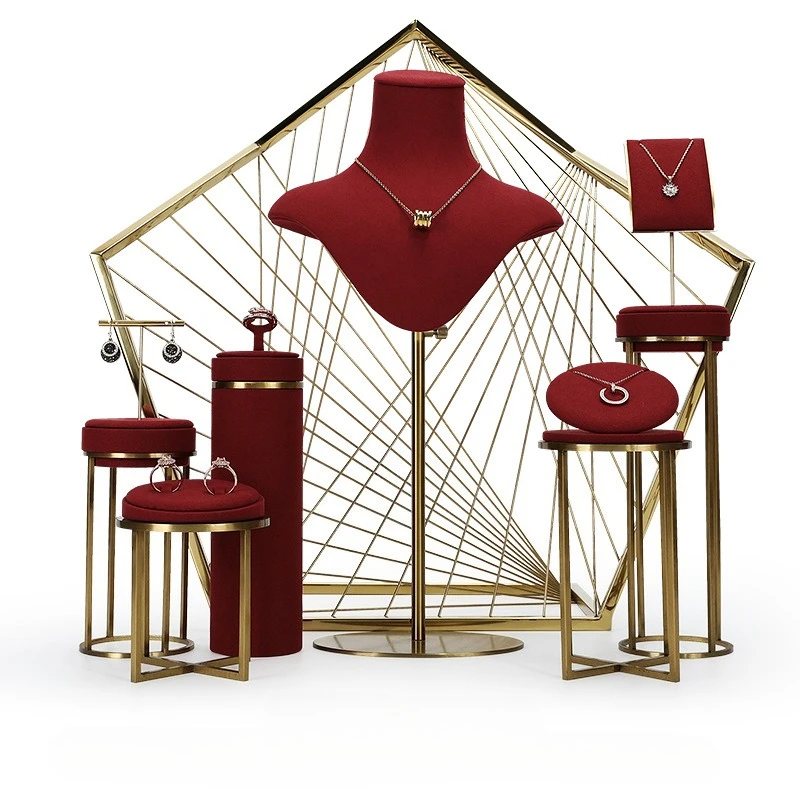 

Стеллаж для ювелирных изделий, реквизит для витрины ожерелья на шею, высококачественные металлические кольца, подставка для ювелирных изделий с сережками