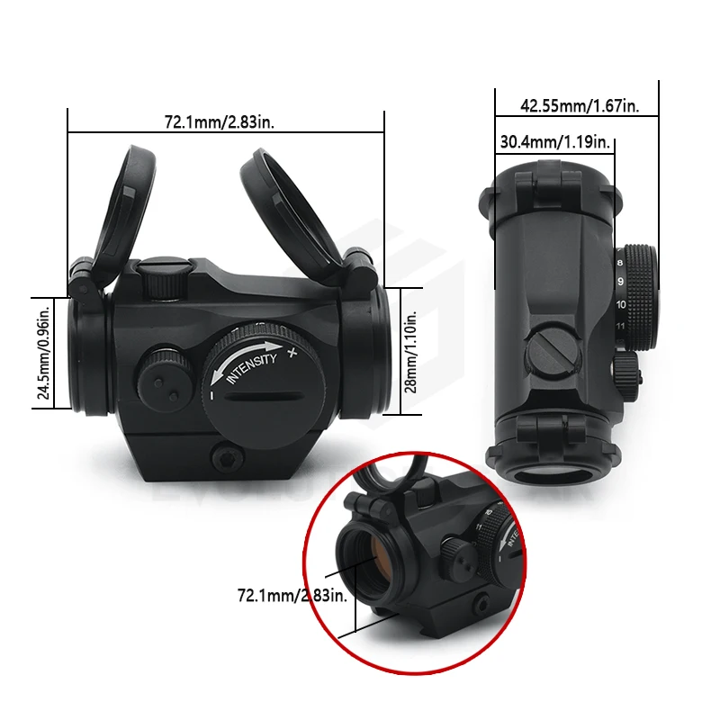 New Evolution Gear 2MOA Red Dot Reflex Sight with KAC Style Battery Cap 1x20m for Hunting Airsoft Rifles with Full Markings