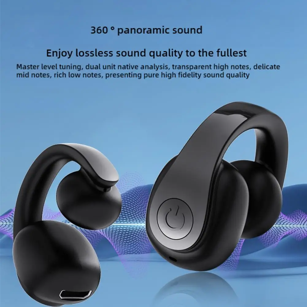 مشبك أذن لاسلكي على سماعة أذن متوافقة مع البلوتوث 5.4 سماعات أذن رياضية مزودة بخاصية إلغاء الضوضاء ومشبك مقاوم للماء على سماعة الرأس للجري #3