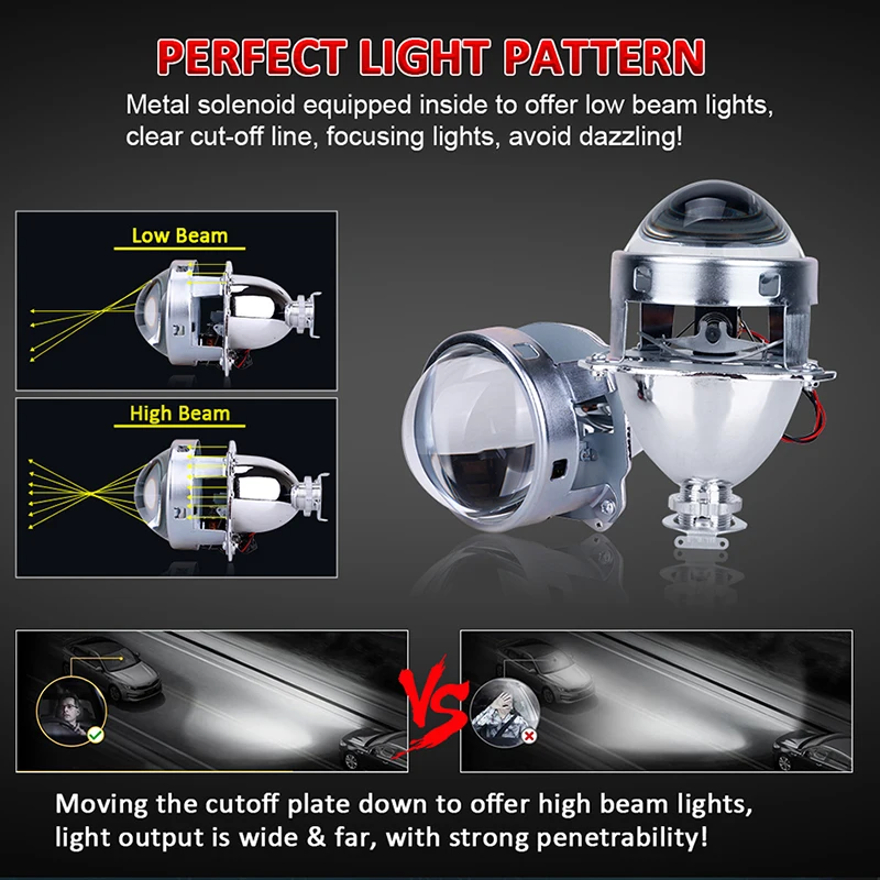 Projector Lenses 3 Inch Super Bright Car Headlight Clear Shot Without Shrouds HID Headlight Lenses Car Motorcycle Accessories