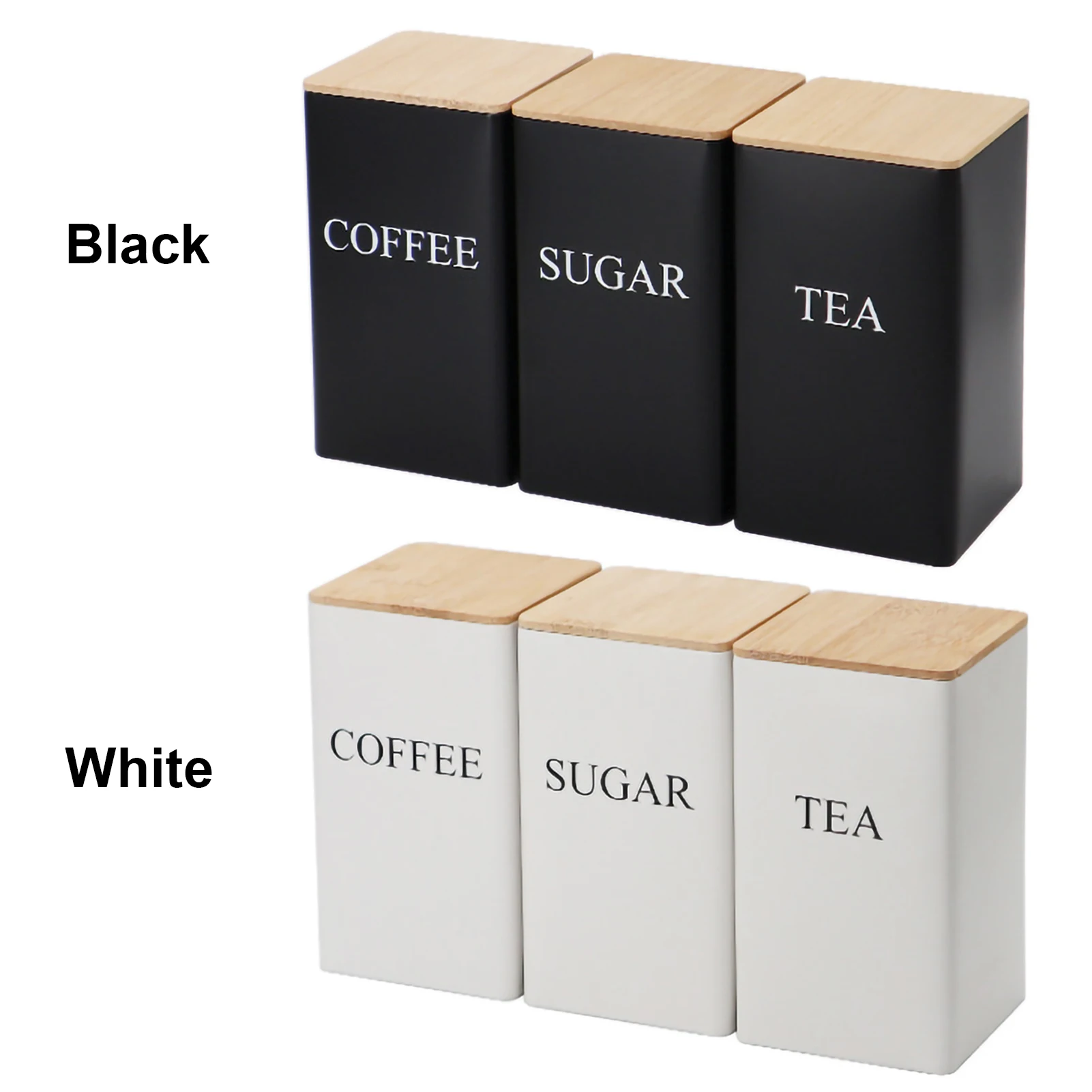 Bamboo Lid Metal Tea Storage Box Jar Sealed Jar Storage Box Tea Jar Coffee Box Candy Jar Creative Kitchen Organizer Supplies