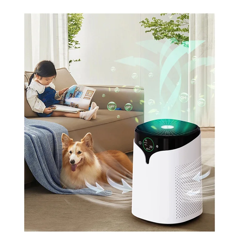 

A76G-Очиститель воздуха с цифровым дисплеем для удаления формальдегида, очистка домашнего запаха дыма, отрицательные ионы Стиль: белый